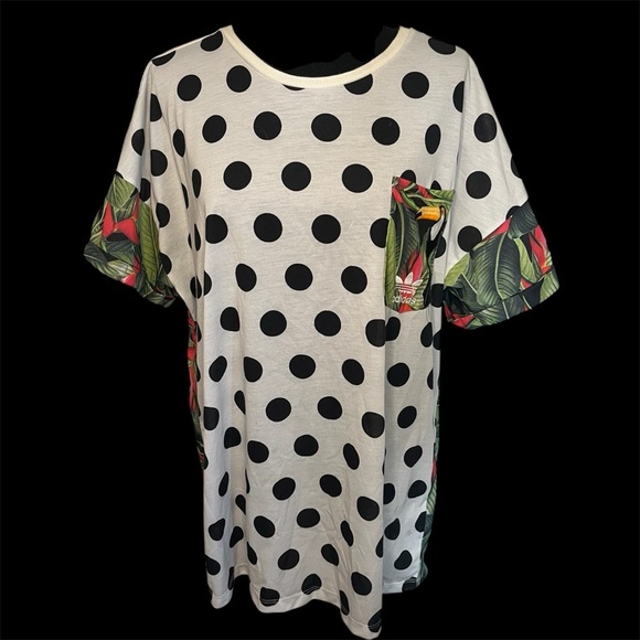Adidas X farm Rio Tops - Adidas Farm Rio Collab Trefoil Polka Dot Shirt Sz S Embroidered Toucan Tropical
